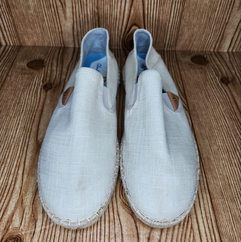 Olukai PA'A Kapa Slip-on Convertible Linen Espadrille Beige Women's Size 10‎